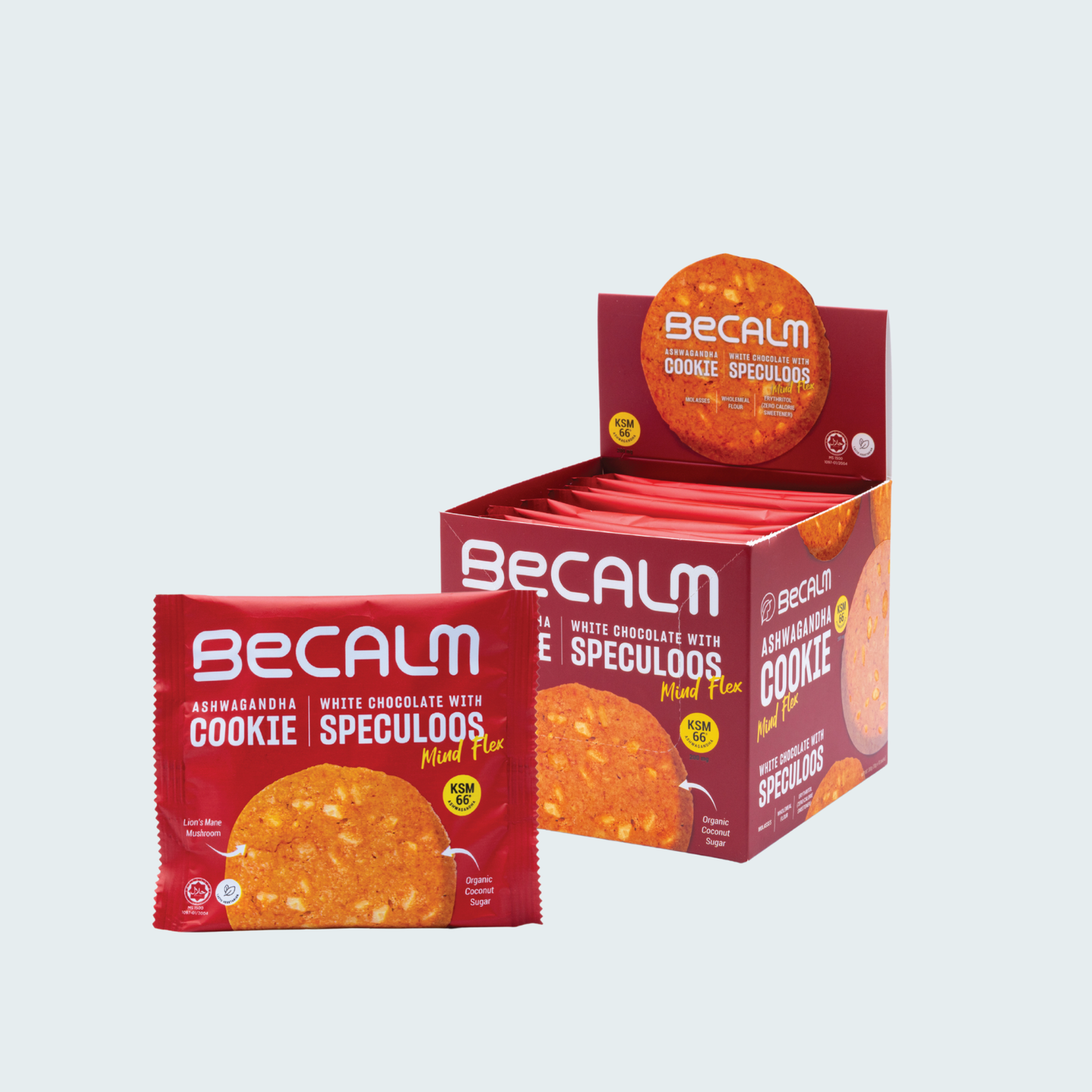 Becalm Ashwagandha Cookie - White Chocolate with Speculoos - Mind Flex, 10.58 oz (300 gm)