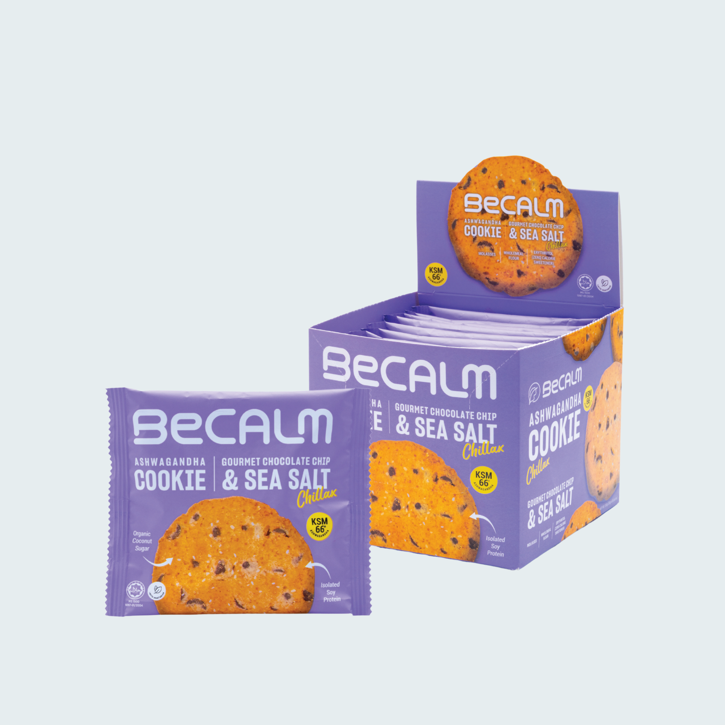 Becalm Ashwagandha Cookie - Gourment Chocolate Chip with Sea Salt - Chillax, 10.58 oz (300 gm)