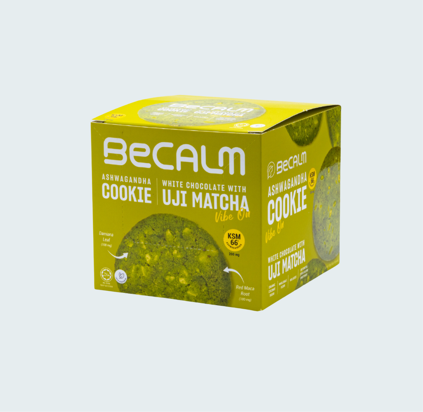 Becalm Ashwagandha Cookie - White Chocolate with Uji Matcha - Vibe On, 10.58 oz (300 gm)